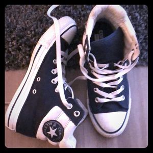 Converse - navy blue/white high tops (worn 1-2x)